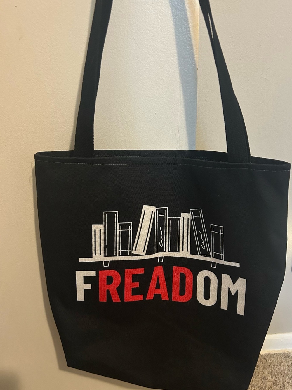 Black 'FREADOM' Canvas Tote Bag